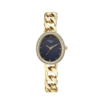 Titan Raga 95429YM01 Analog Blue Dial Gold Metal Strap Women Watch 